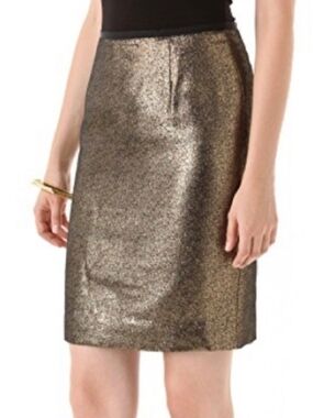 Tory Burch, Metallic Bronze Pencil Skirt, Size 8
